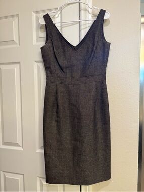 Escada Wool V-Neck Sheath Dress in Metallic Brown sz 36